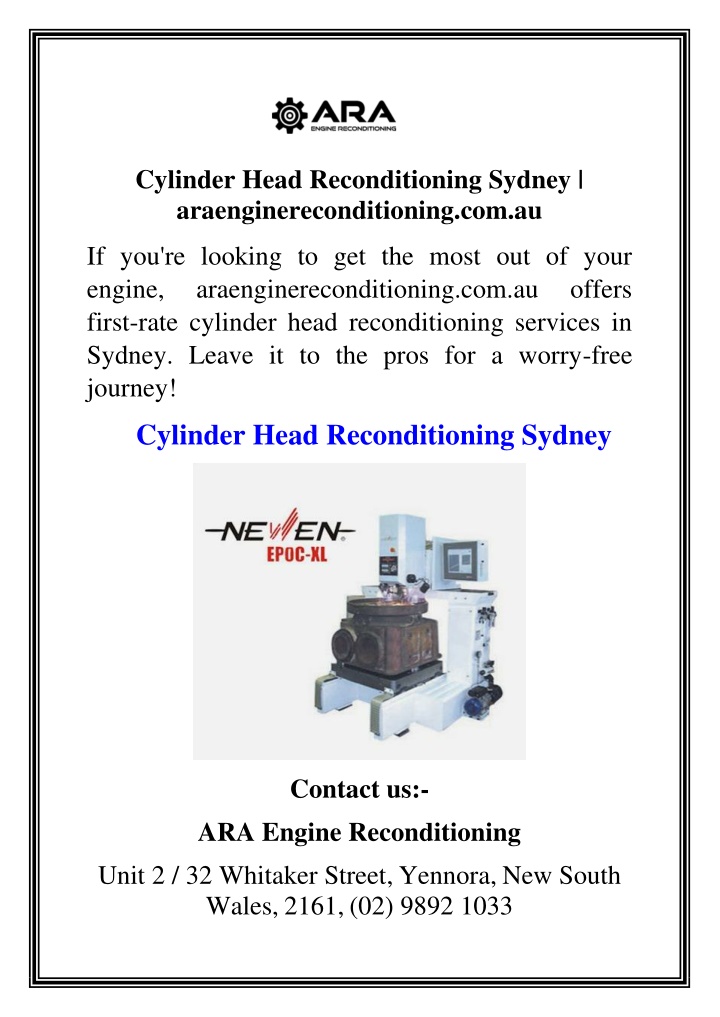 cylinder head reconditioning sydney