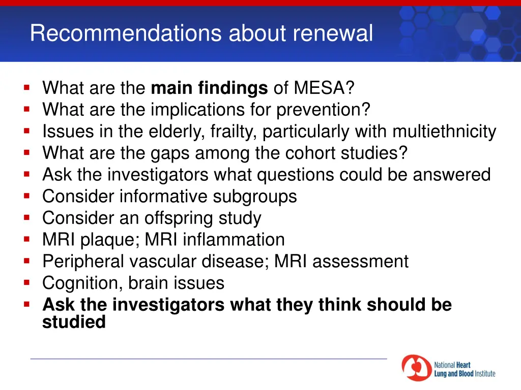 recommendations about renewal