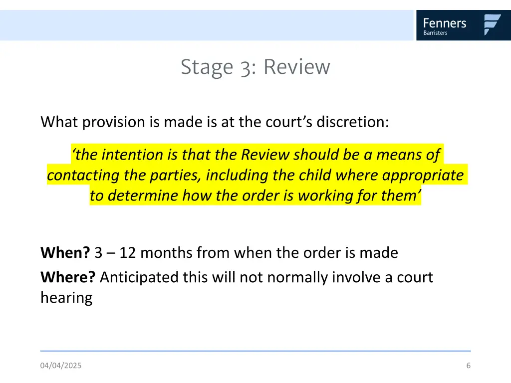stage 3 review