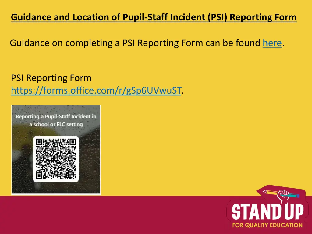 guidance and location of pupil staff incident
