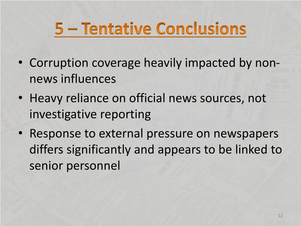 5 tentative conclusions