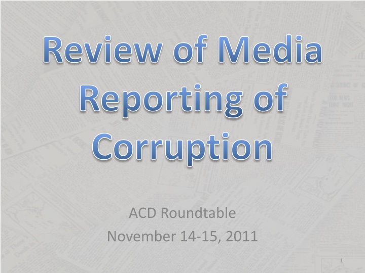 review of media reporting of corruption