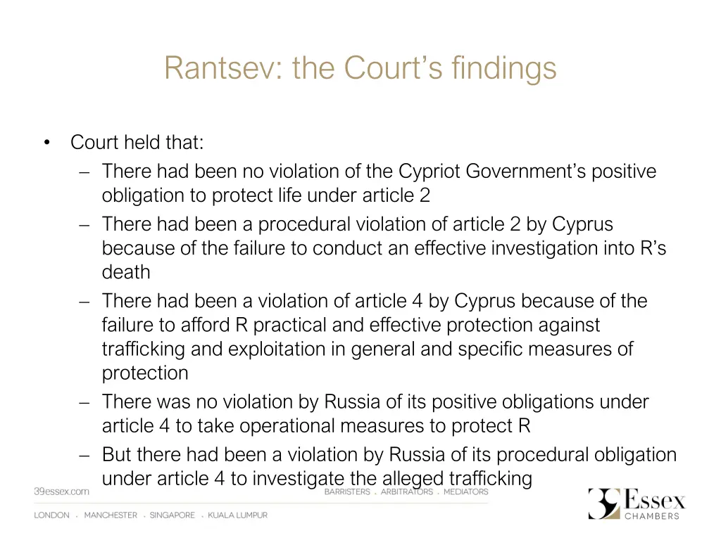 rantsev the court s findings