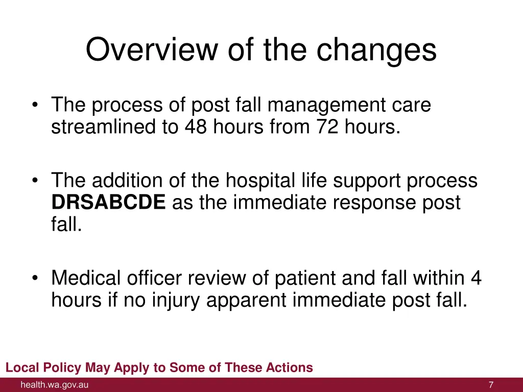 overview of the changes