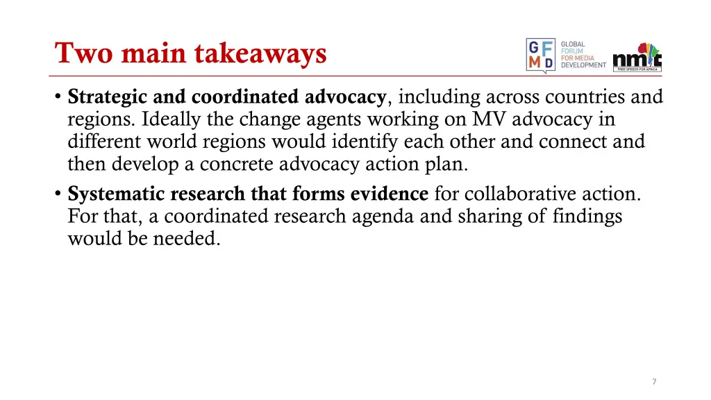two main takeaways