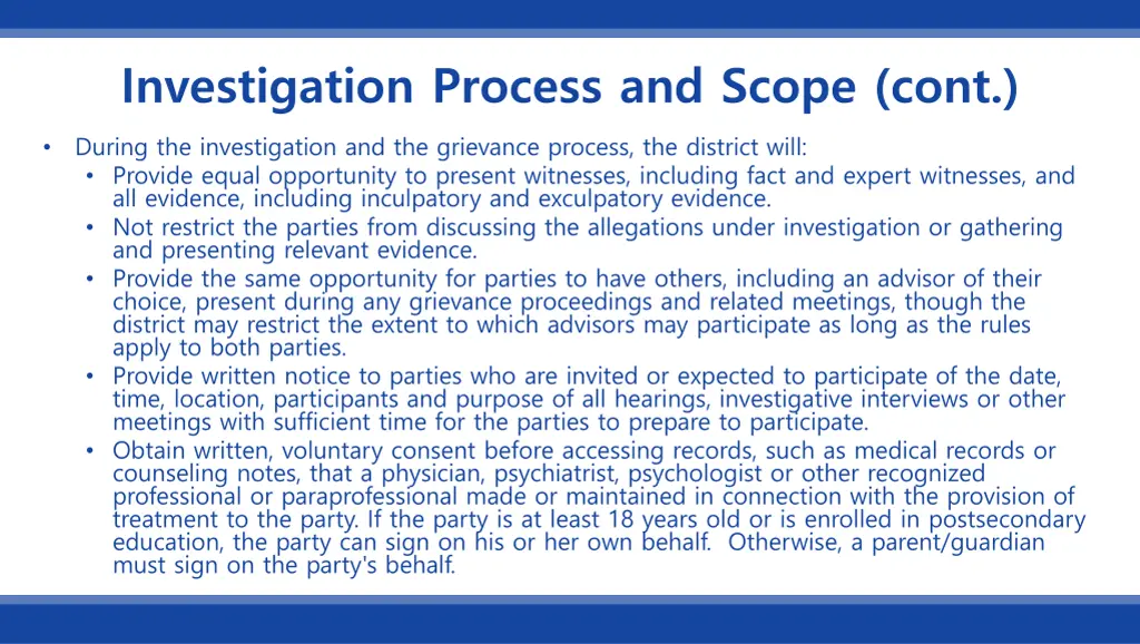 investigation process and scope cont