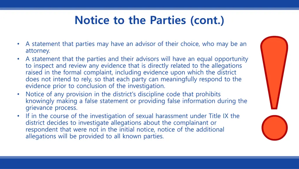 notice to the parties cont