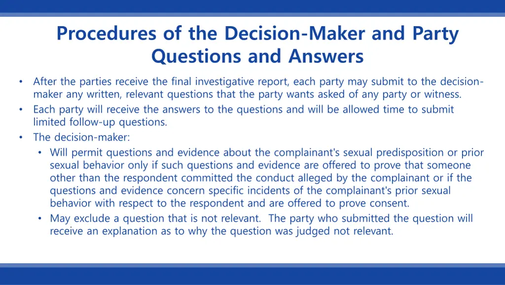 procedures of the decision maker and party