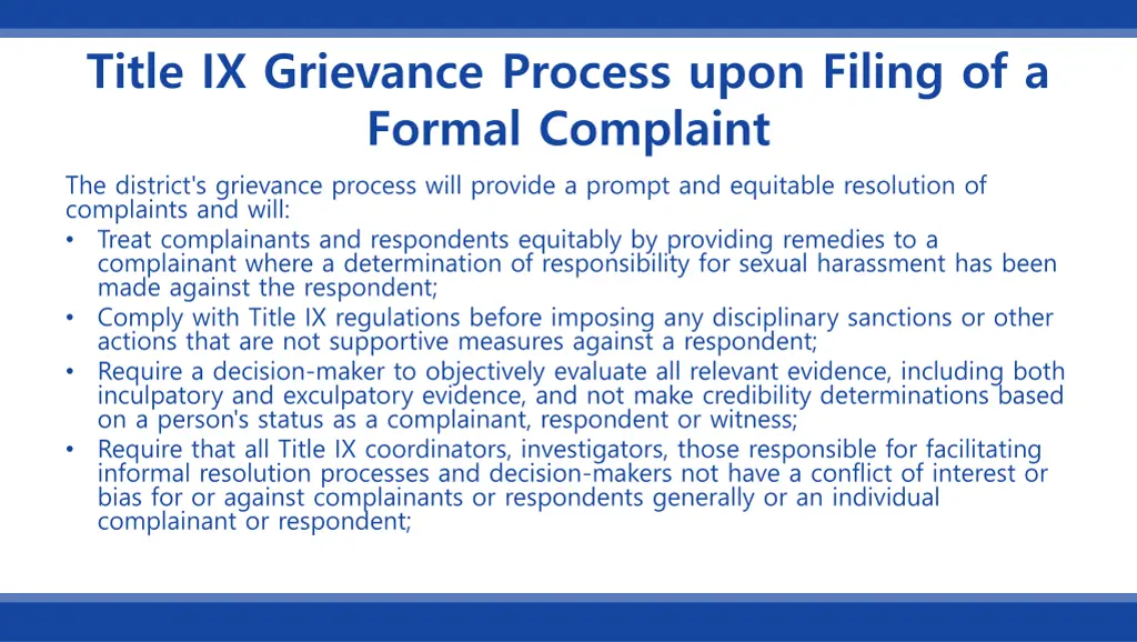 title ix grievance process upon filing