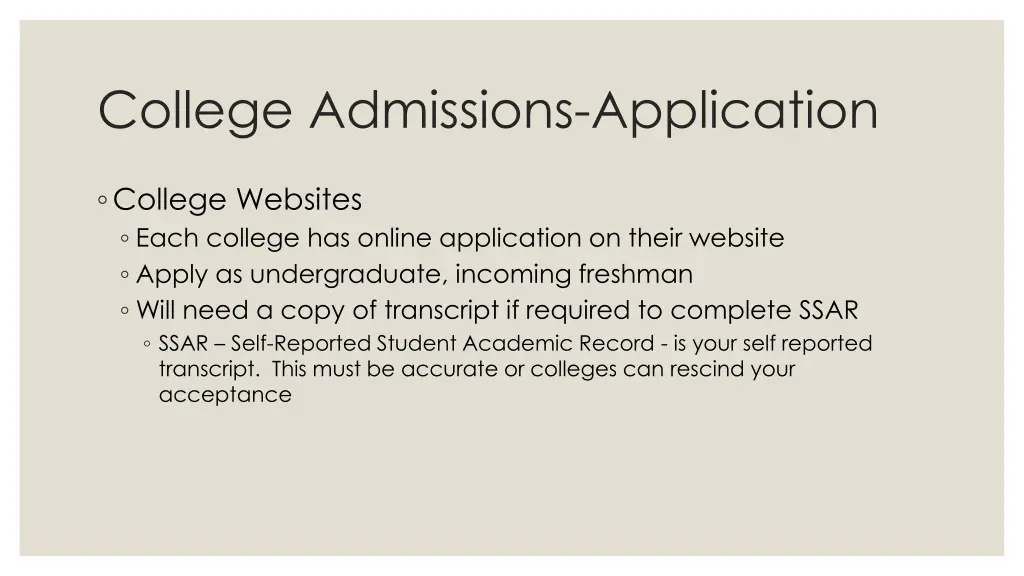 college admissions application