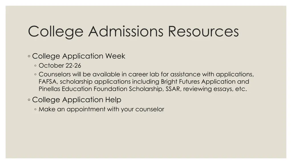 college admissions resources