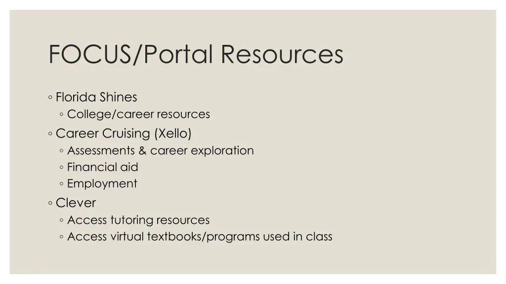 focus portal resources