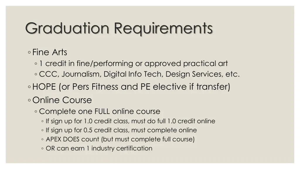 graduation requirements 2