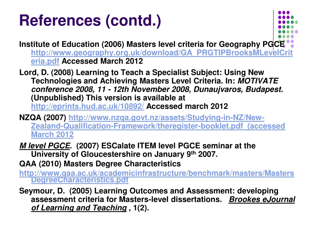references contd