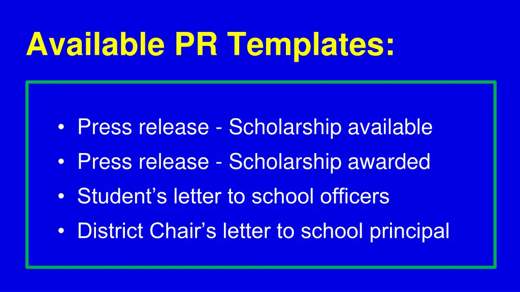 available pr templates