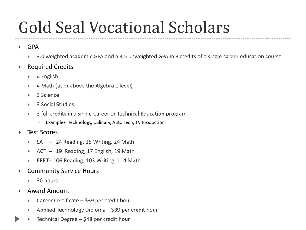 gold seal vocational scholars