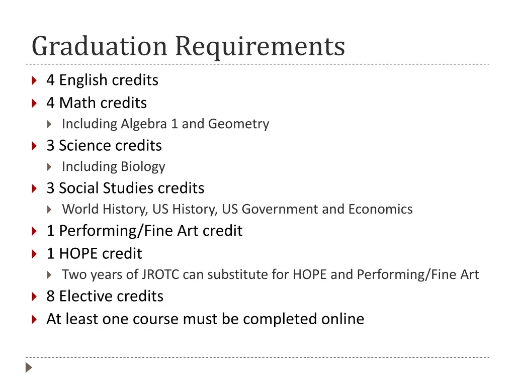 graduation requirements 1