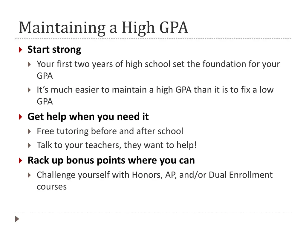 maintaining a high gpa
