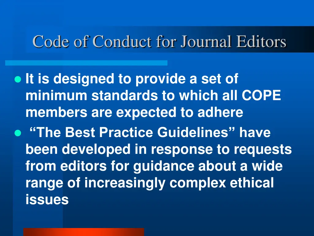 code of conduct for journal editors 1