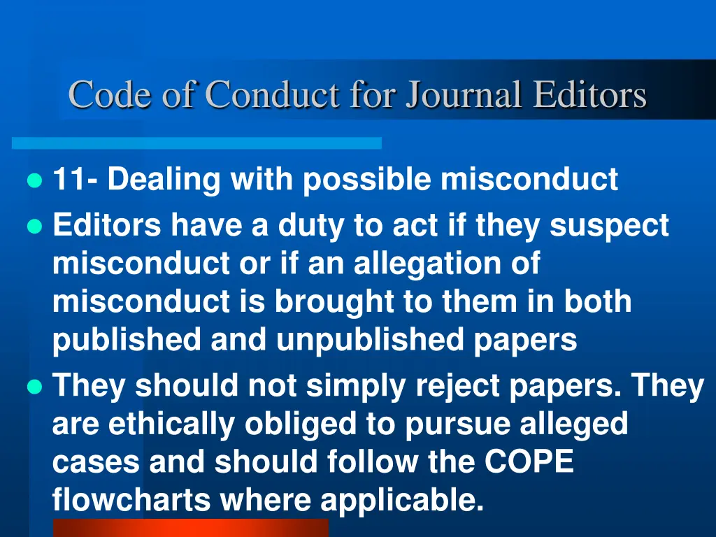 code of conduct for journal editors 13