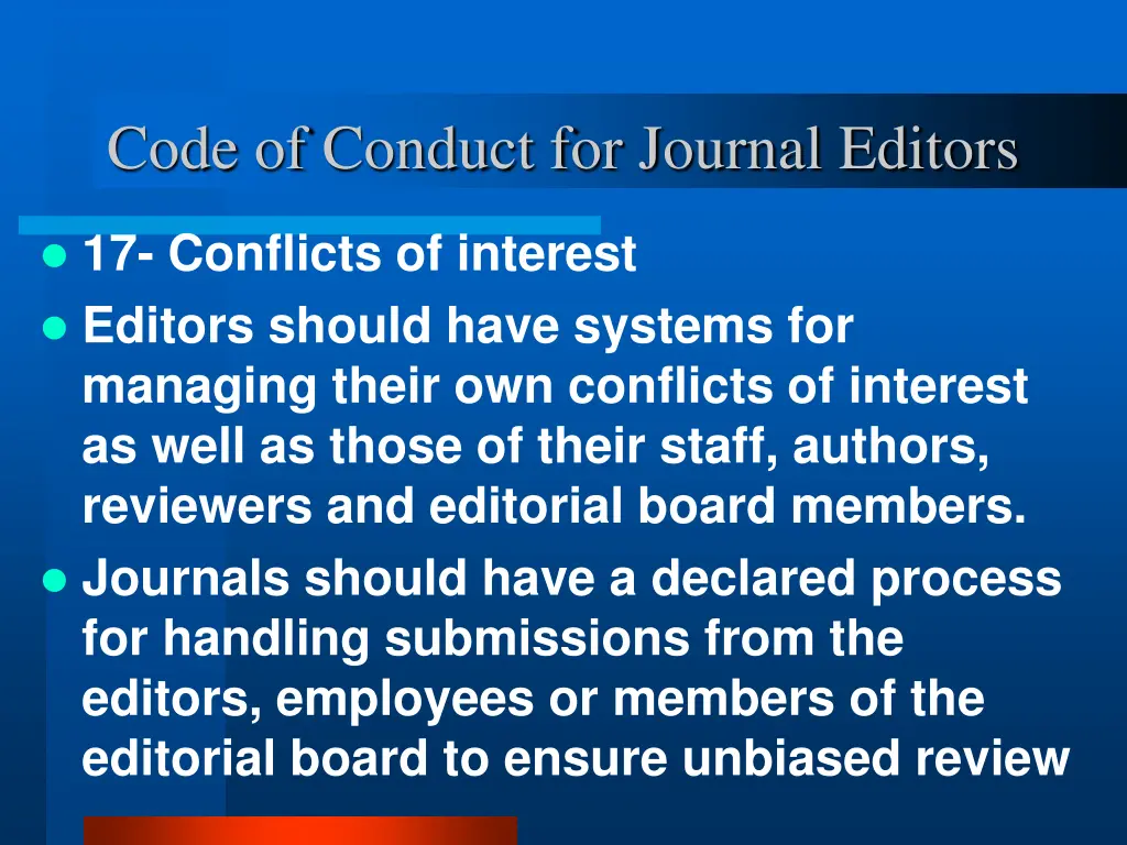 code of conduct for journal editors 19