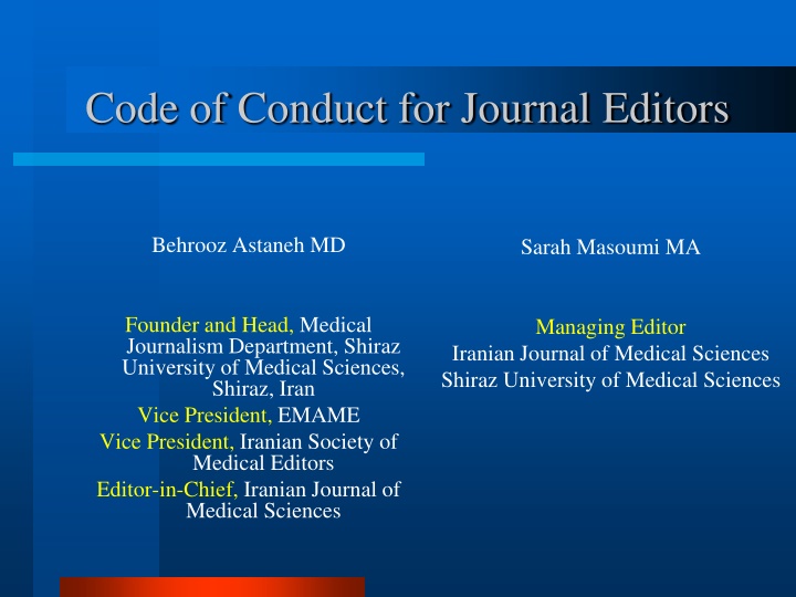 code of conduct for journal editors