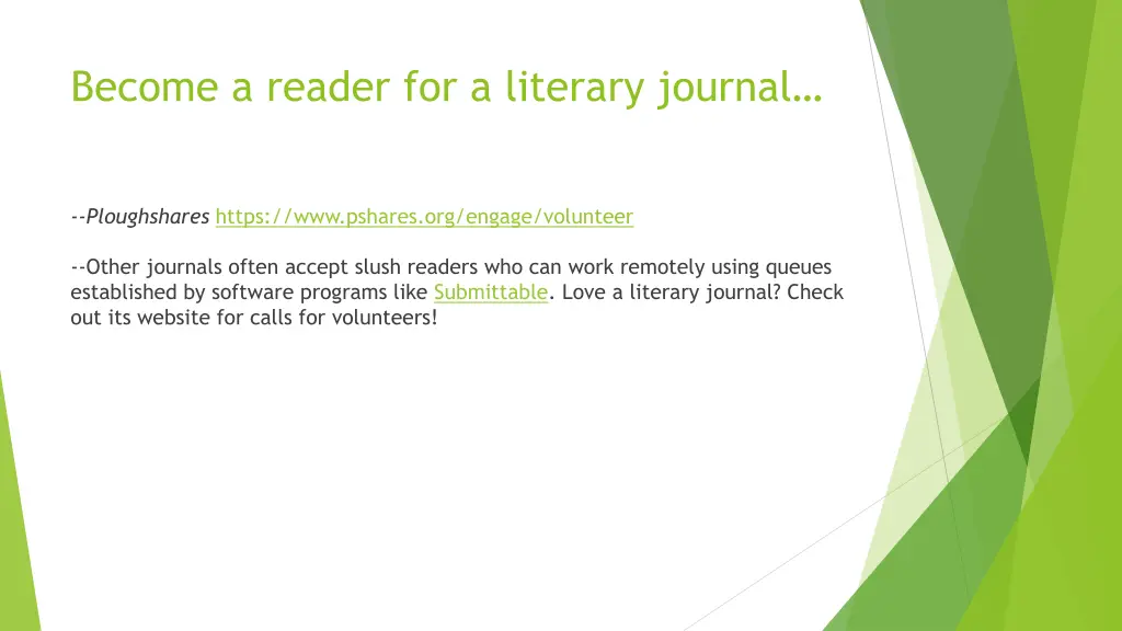 become a reader for a literary journal