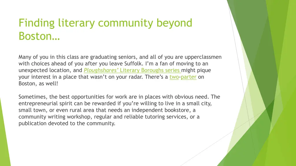 finding literary community beyond boston