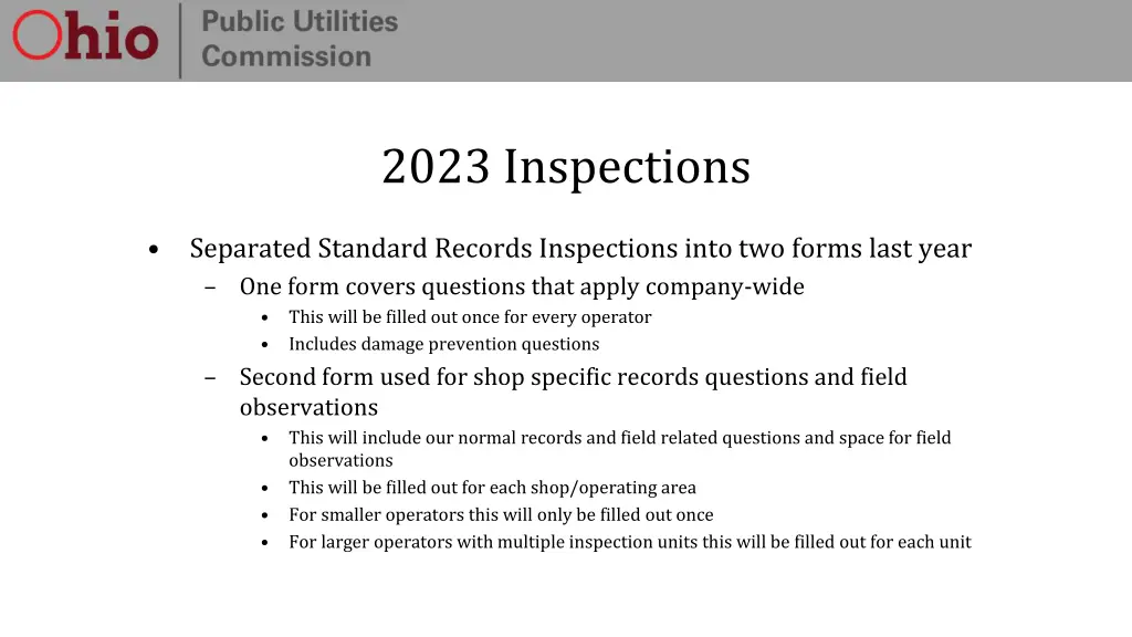 2023 inspections