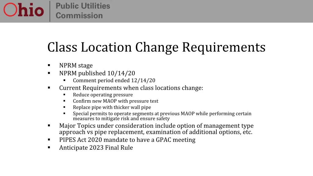 class location change requirements