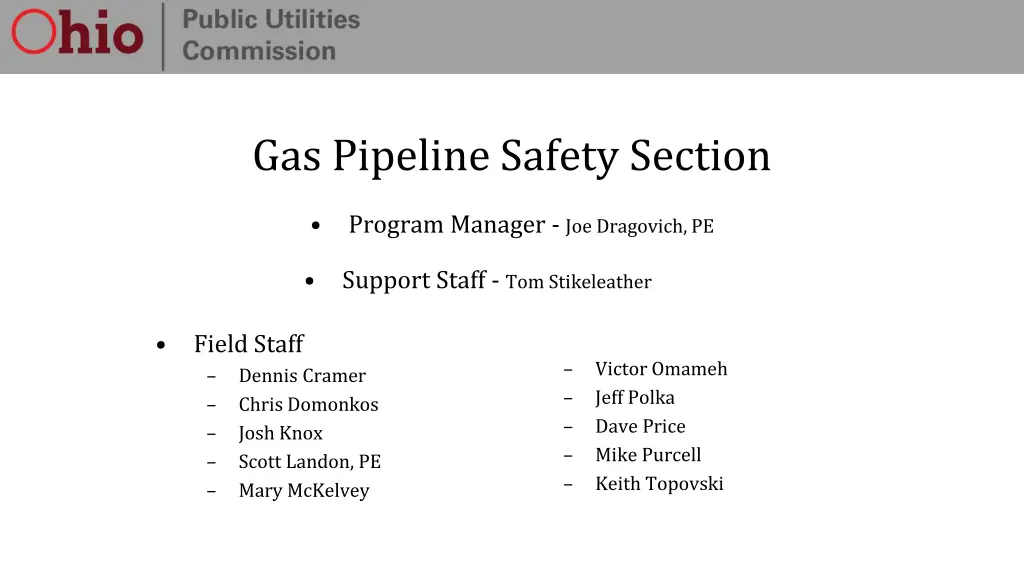 gas pipeline safety section