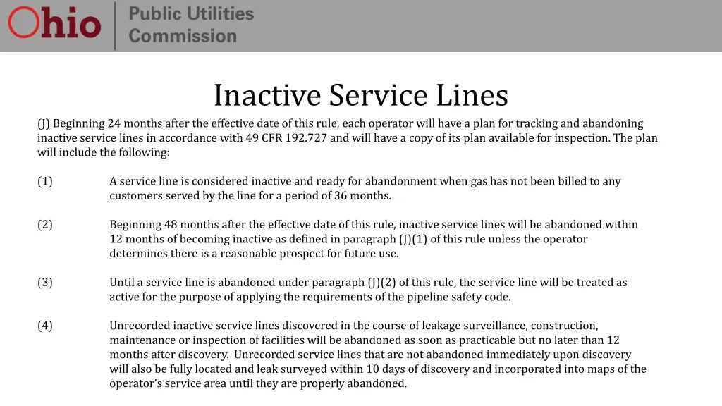 inactive service lines