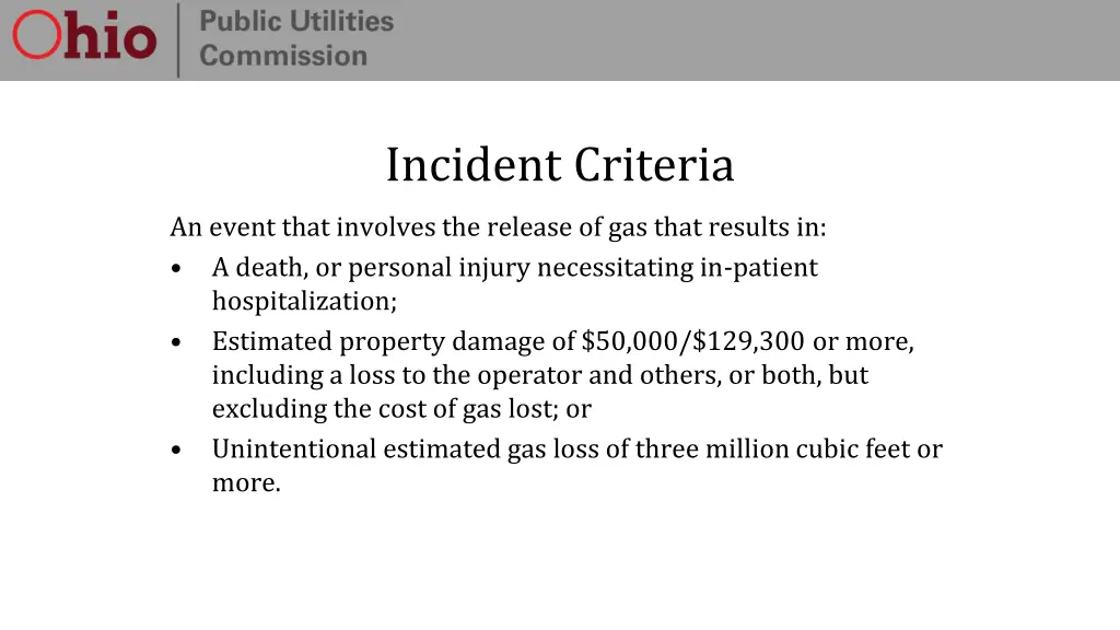 incident criteria