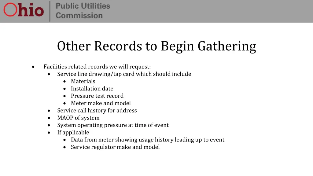 other records to begin gathering