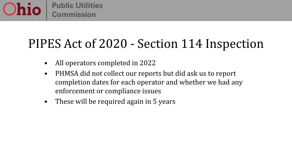 pipes act of 2020 section 114 inspection