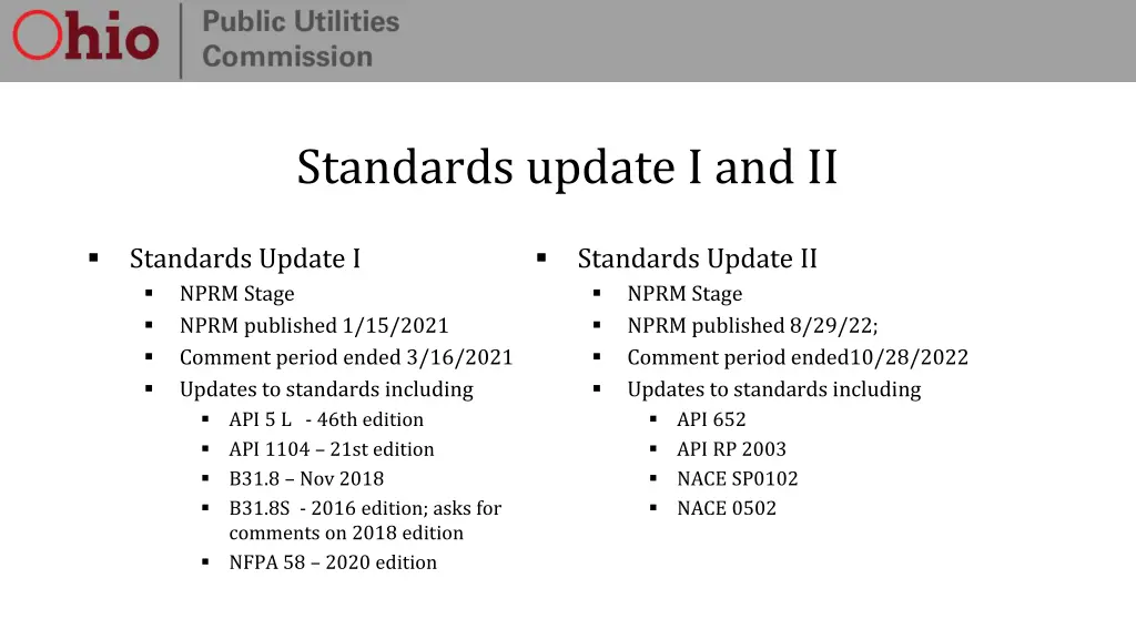 standards update i and ii