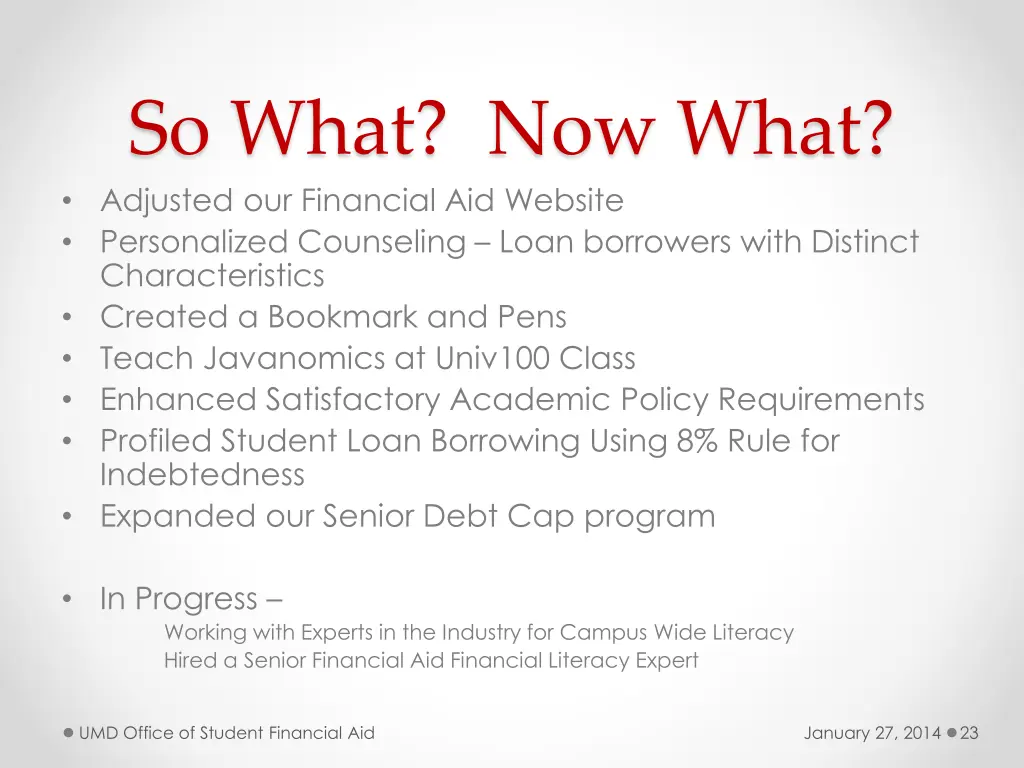 so what now what adjusted our financial