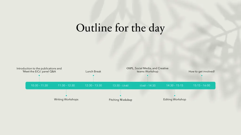outline for the day