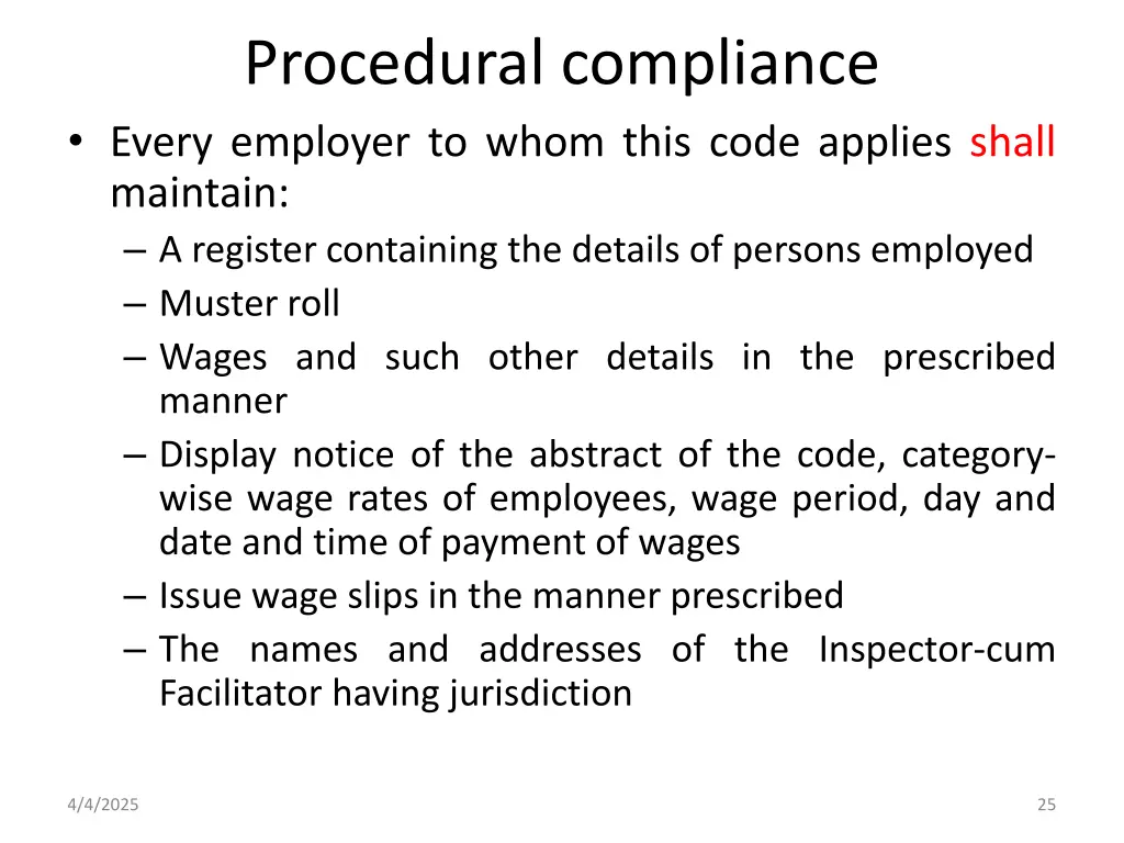 procedural compliance every employer to whom this