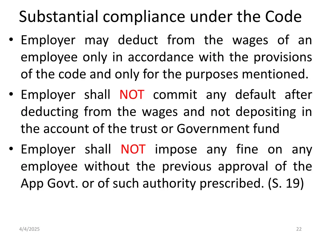substantial compliance under the code employer 2