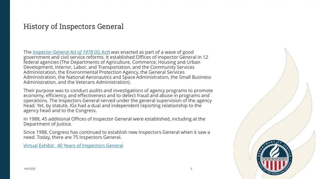 history of inspectors general