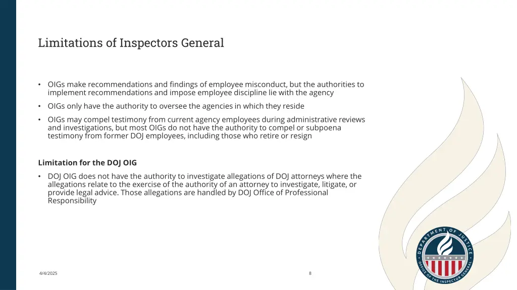 limitations of inspectors general