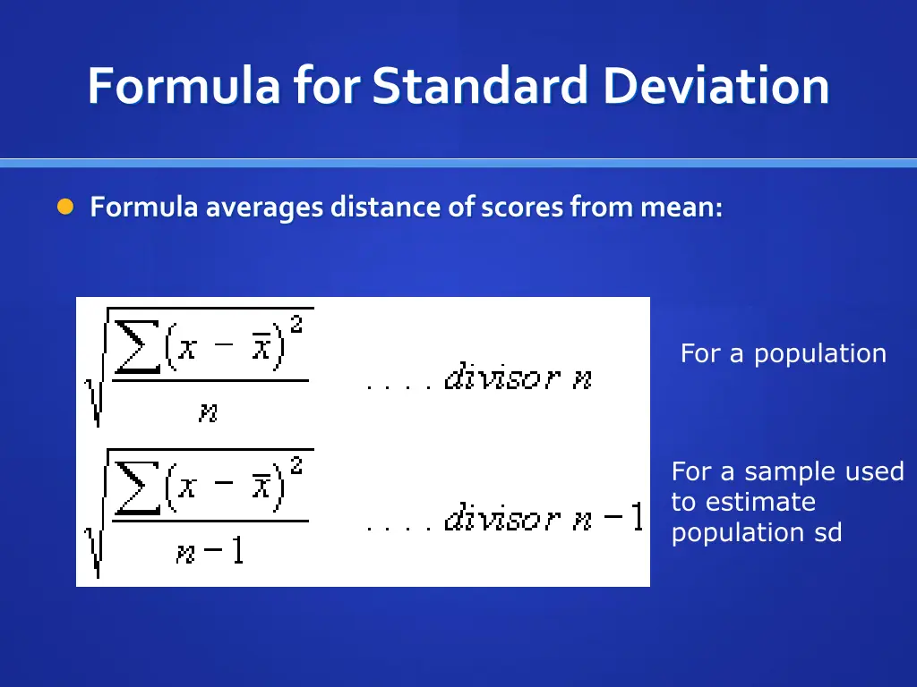 formula for standard deviation