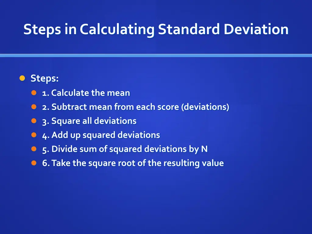 steps in calculating standard deviation