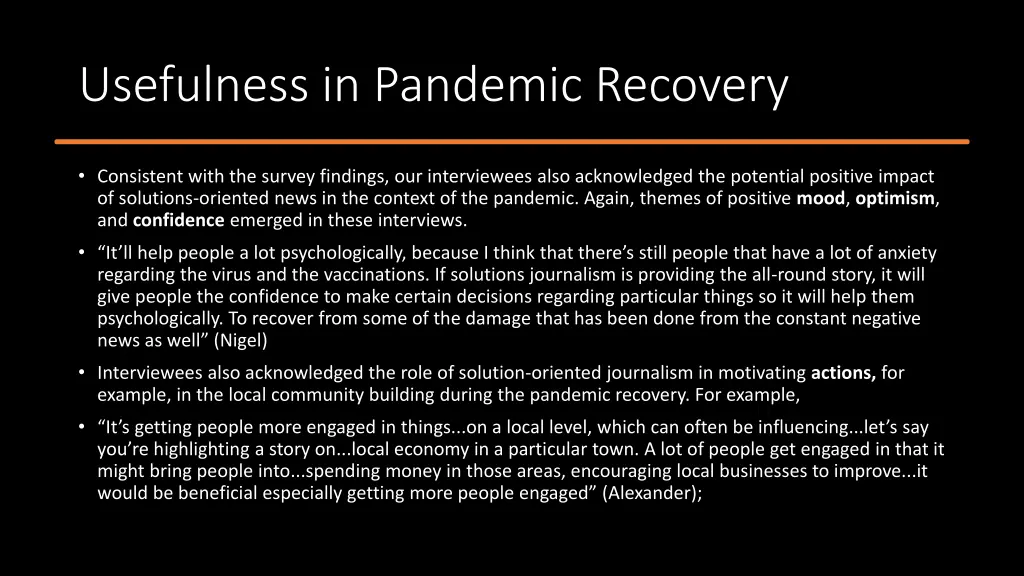 usefulness in pandemic recovery