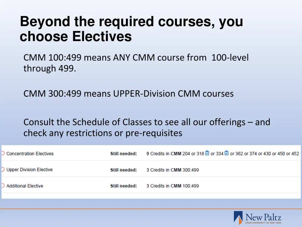 beyond the required courses you choose electives