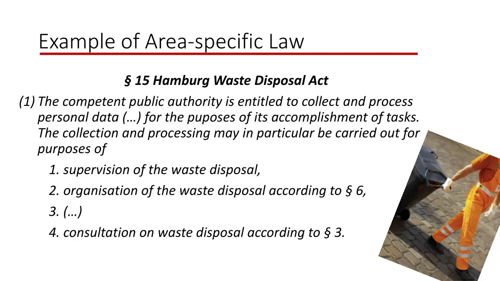 example of area specific law