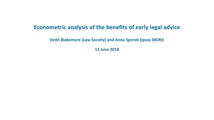 econometric analysis of the benefits of early