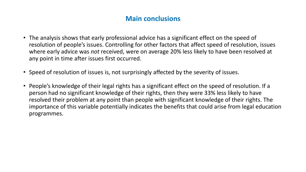 main conclusions