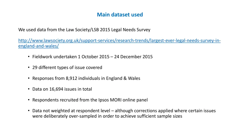 main dataset used